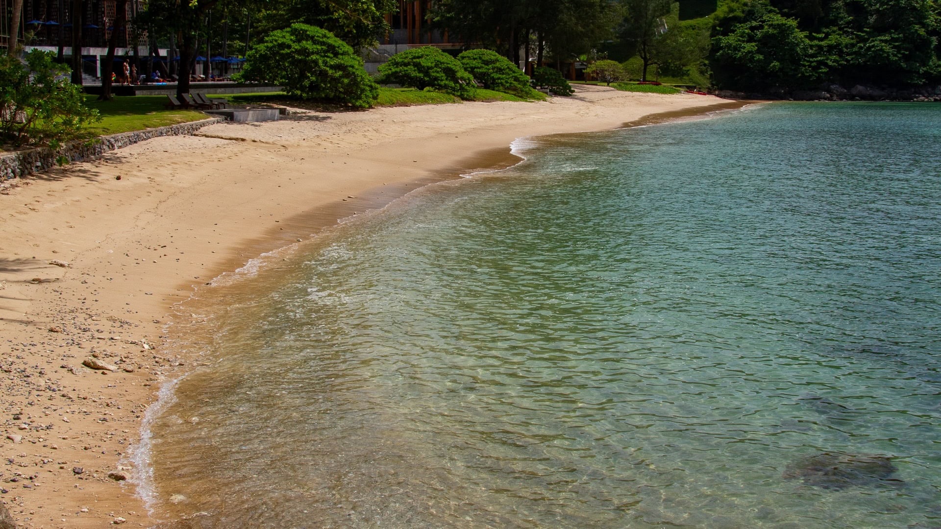 Yae Beach Phuket wide shoreline view with soft sand and shallow water