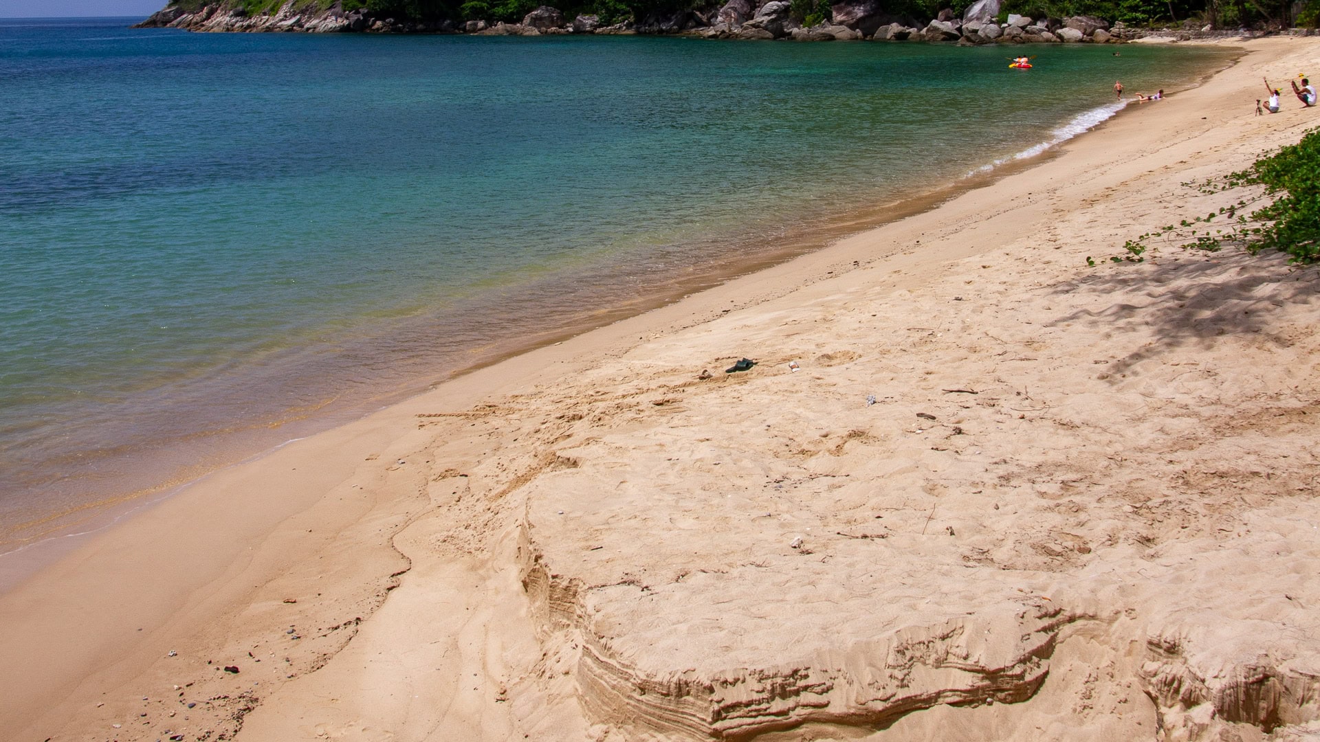 Yae Beach Phuket sloping sand and calm water inside the cove